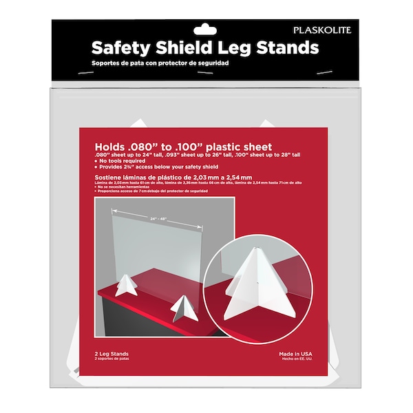 Plaskolite Plaskolite Thin Gauge Clear Single Acrylic Safety Shield Leg Stands 2.1 in. W X 4.9 in. L X 0.21 in. FG14749A - main